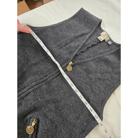 Nordstrom EUC sleeveless wool midi full zip vest dress Large charcoal dark grey - Picture 9 of 16